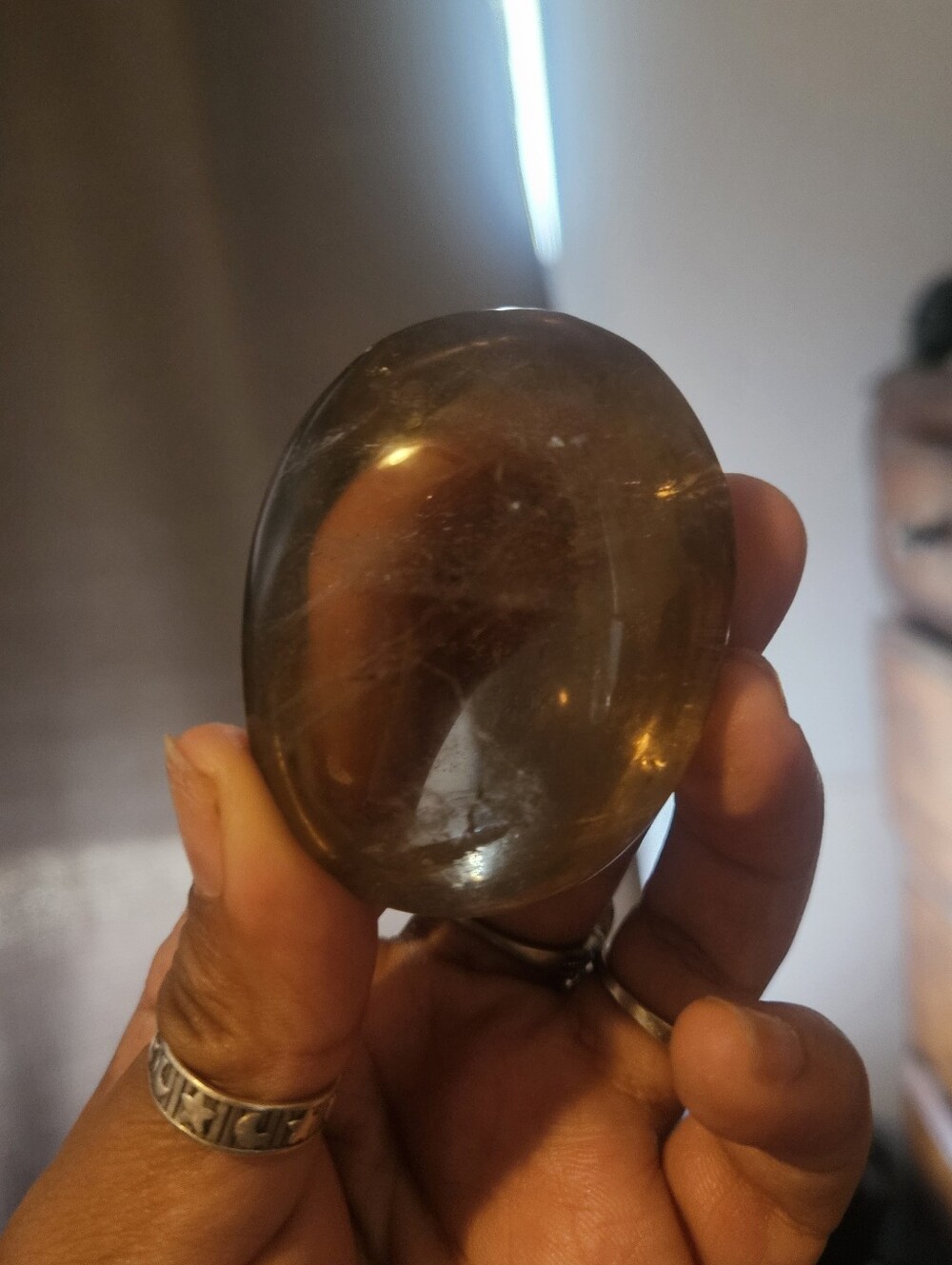 Polished Smokey Quartz Palm Stone